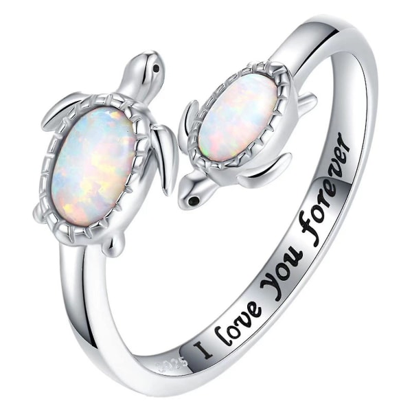 Personlig kreativ ring åben ring mors dag gave smykker Skildpadde ring hvid [gratis forsendelse]