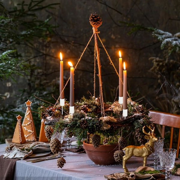 Ljusstake Adventkrans 10 stycken Retro Ljusstake Stick Ljusstake Med Kort Spindel, Ljusstake Stick Ljus Vita Med Tång