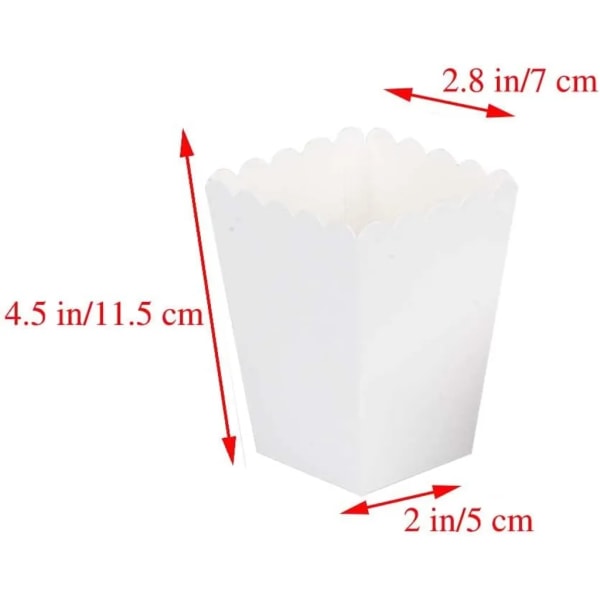 24 st Popcorn Box -Popcorn Bag - Kartong Snack Godisbehållare Vit