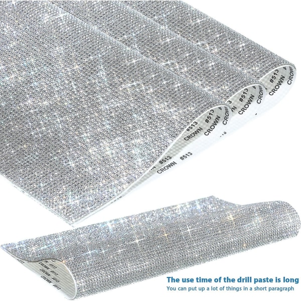 Skinnende Rhinestone-ark Rhinestone-klistermærker DIY Bilindretningsklistermærker Selvklæbende Glitter Rhinestones Krystal Perler Klistermærker til Bilindretning Hvid