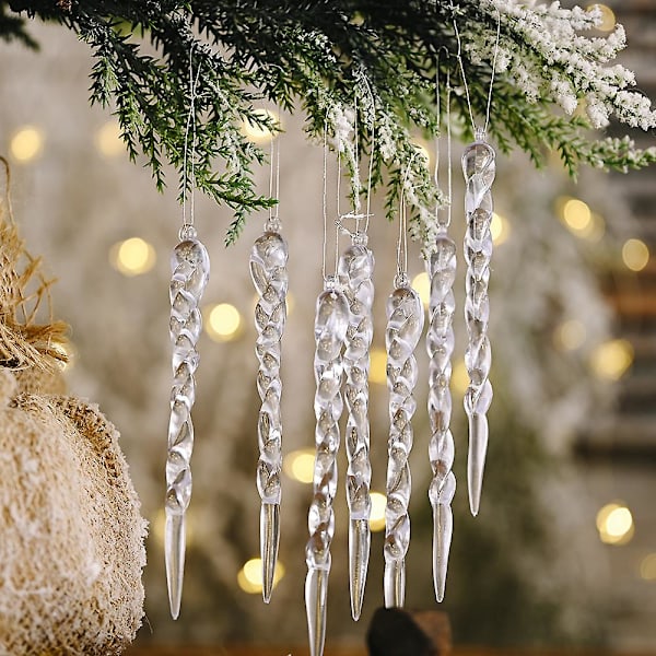 24 st plastjulkristaller, julgransprydnader, kristalljulkulor, transparenta, 13*1cm