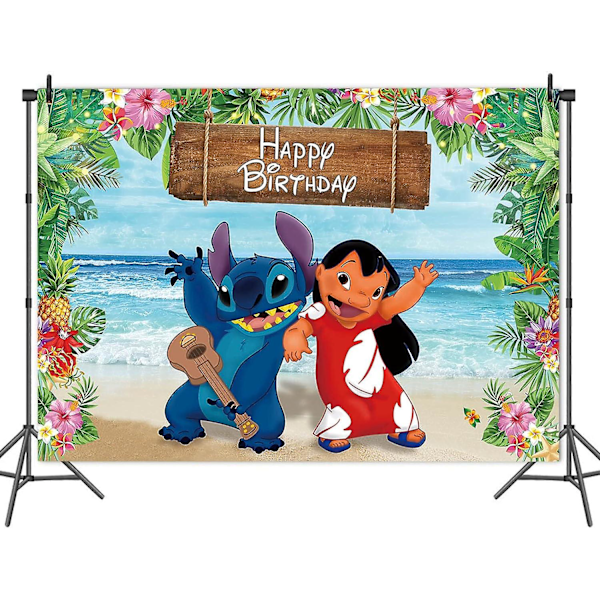 Sommarstrand Hav Fotobakgrunder 5x3ft Cartoon Fotografi Bakgrund För Barn Glad Fødselsdag