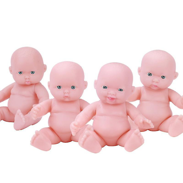 4 st Mini Silikon Återfödda Babydockor Realistiska Oavslutade Nyfödda Babydocka Rörlig Full Limb Baby Sovande Dockor 4,3 tum
