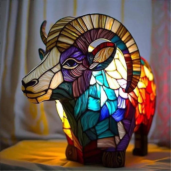 Elephant Animal Lamppu Värikäs hartsilamppu Tiffany Lamp -pöytävalaisimelle (vuohia)