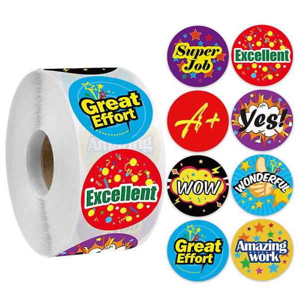 1" wow Stickers Roll 500PCS Cute Art Stickers for Bubble Mailers Packaging Wedding Baby Shower Birthday