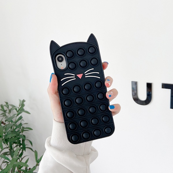 Gult Hjärta Kattfodral för iPhone 11 Cartoon Rolig Kawaii Söt Silikonfodral Fidget Unik Design Estetisk för Flickor Pojkar Barn Fodral (för iPhone 11 6.