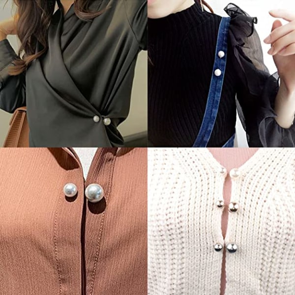 8st Simulerad Pearl Brosch-Pin Sweater Sjal Pin Holder