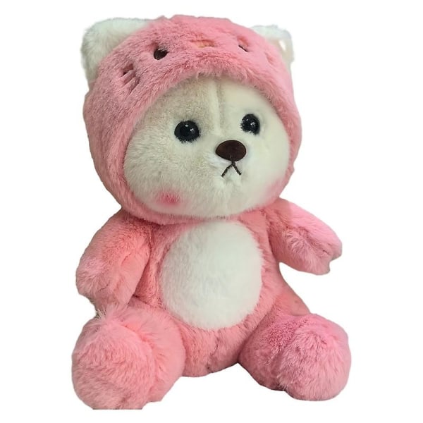 Söpö vaaleanpunainen karhunukke hatulla Pehmeä sarjakuvapeli Epämuodostunut karhunukke joululahja