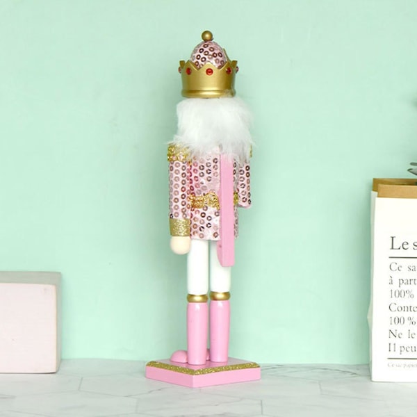 Christmas Wood Pink King Nøddeknækkeren Soldat Ornament 30cm Størrelse Kids Gift