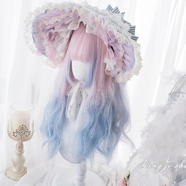 Houyan pitkä kihara hiukset aaltoileva vaaleanpunainen peruukki naisille korkea lämpötila kestävä synteettinen kuitu peruukki cosplay Lolita（26 tuumaa，T1B-Burgundy）