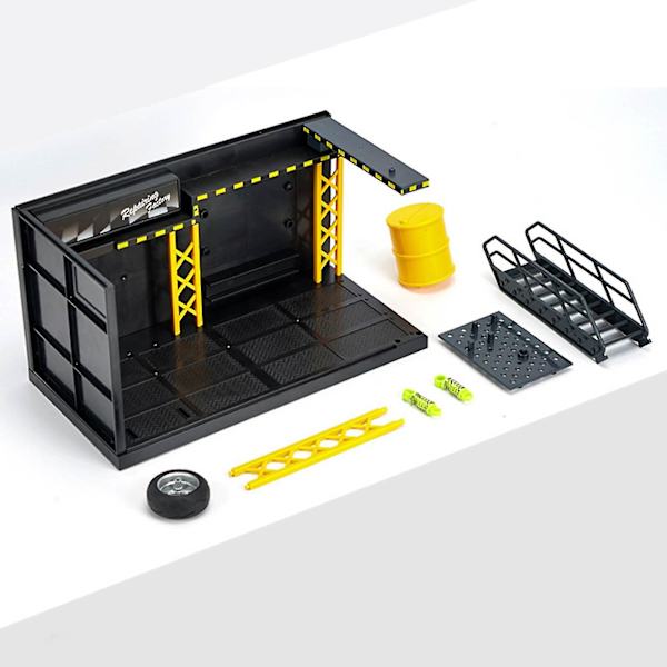 1:24 Dioraamamalli DIY-korjaamo, pienoismalliautotalli, näyttämökohtaus LED-valolla