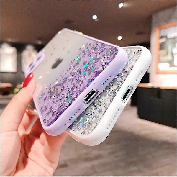 Gradient Glitter Transparent iPhone XR Skal, Slank Tunn Glansfull Mjuk Flexibel TPU Silikon Gummi Gel Glittrande Sekvens Bling Mode Bumper Cover för XR,C
