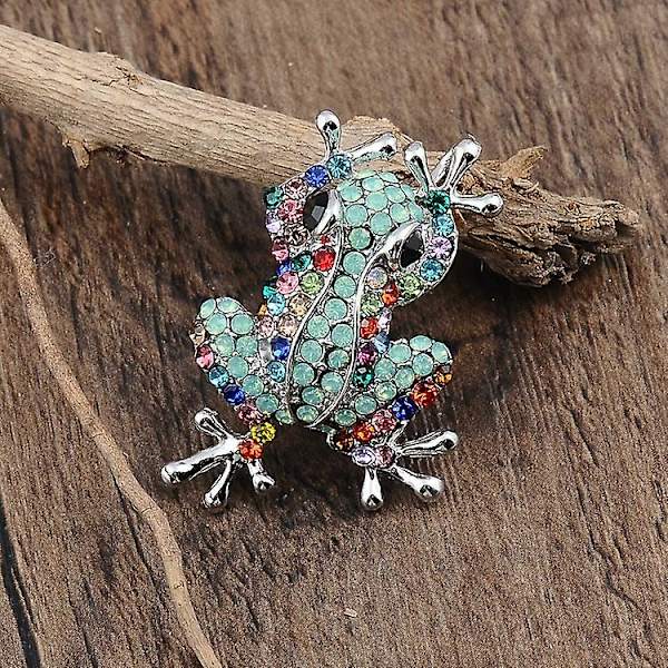 Rhinestone groda brosch stift simulerad emalj djur brosch vintage för kvinnor män groda älskare present, 1 st-grön