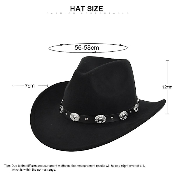 Klassisk Cowboyhatt Retro Jazzhatt Etnisk Ull Topphatt Filt Hatt Retro Faux Fårhatt Cowboyhatt