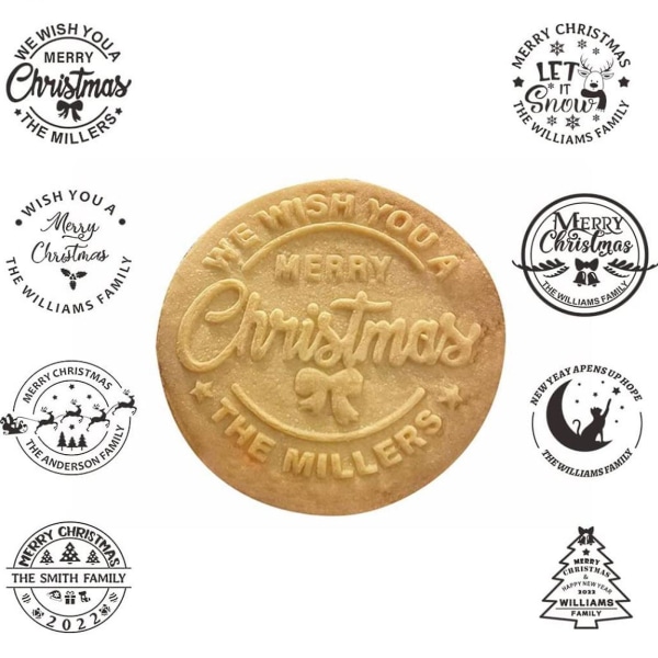 2023 Personlig god julstämpel för kakor med ditt efternamn Molds Julstämpel för familjekaks