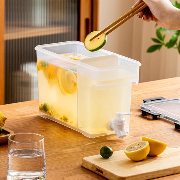 Drikkedispenser 6L kjøleskap kald vannkoker med kran Drikkedispenser i plast（oransje）