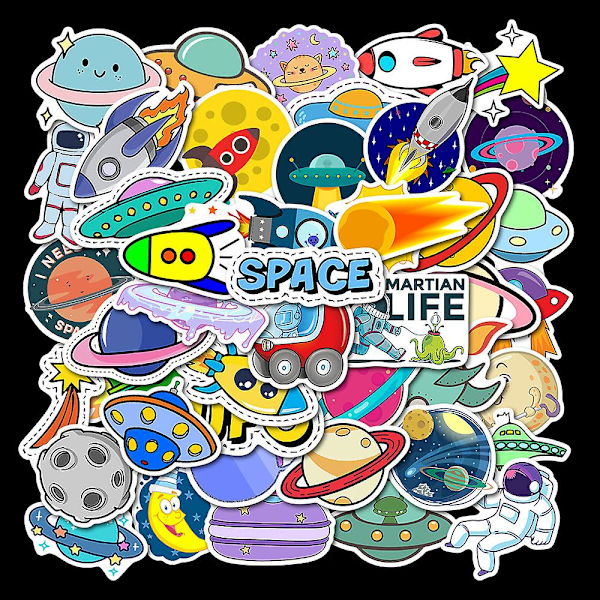 50 NASA romfarts astronaut tegneserie doodle klistremerker