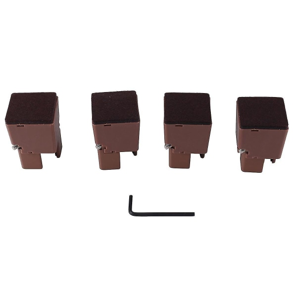 Justerbara stolshöjare med skruvklämma, 2 tums höjd bäddsoffa möbelhöjare (brun, 4-pack)