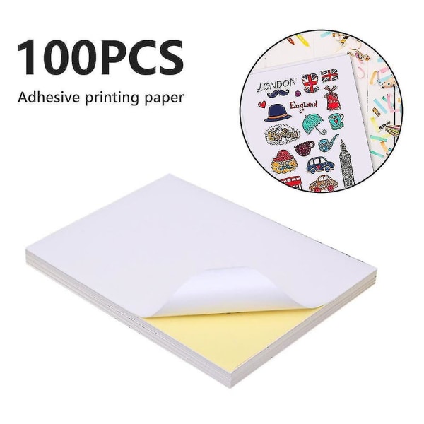 100 stk vandtæt vinyl mærkat papir, blank vinyl mærkat papir, udskrivbart vinyl mærkat papir til inkjet printer