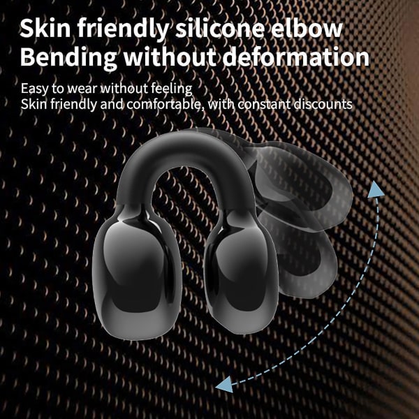 Bluetooth headset uppgraderad version clip öra stereo externt ljud skadar inte örat affärssportmodeller kör volym（Svart）