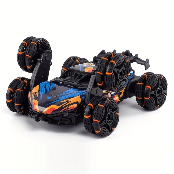 Børnefjernbetjening bil Sekshjulet Drift Stunt Klatring Deformation Bil Elektrisk Spray Offroad Dumper Drengelegetøj（orangeblå）