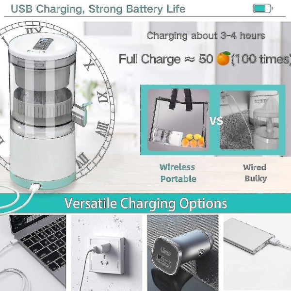 Elektrisk USB-lading juicepresserpresser Orange Sitron Juicer Bærbar 45w 2023 Ny [gratis frakt]
