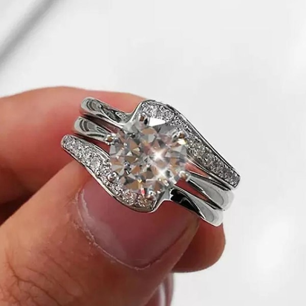 2 i 1 utsøkt full diamantring til minne om kvinners forlovelse