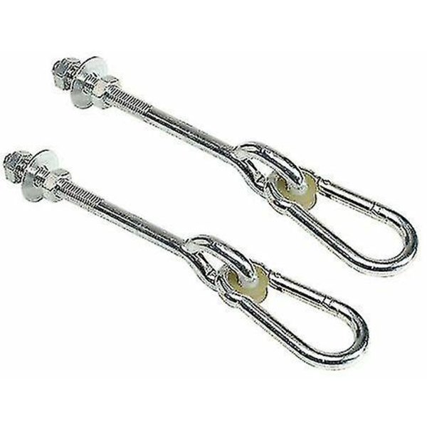 Set med 2 - 15 cm gungor med karbinhake, galvaniserade skruvfästningskrokar