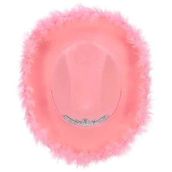 Vaaleanpunainen höyhen Cowgirl-hattu Performanssihattu Cowboy-asu Cowboy-hattu