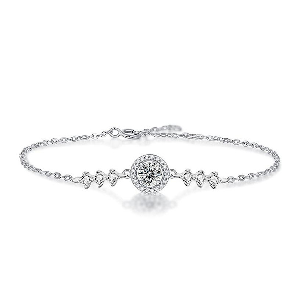 WABJTAMNy 925 sølvkjedeMoissanitt bryllupskjede armbånd for jenter klassisk smykker Gaver, turisme, selfie, gatefotografering Ny 925 sølvkjede