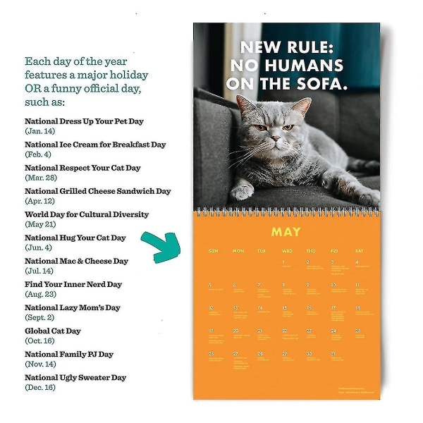 Pissed Off Cats Calendar 2024 Morsom veggkalender, kalender, hengende kalender, 12 måneder（Som vist）