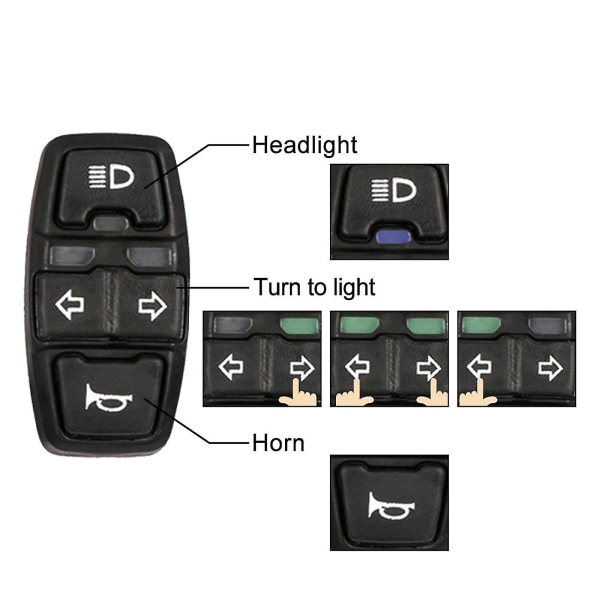Ebike frontlykt, horn og blinklysbryter for elektrisk sykkel, scooter og motorsykkel