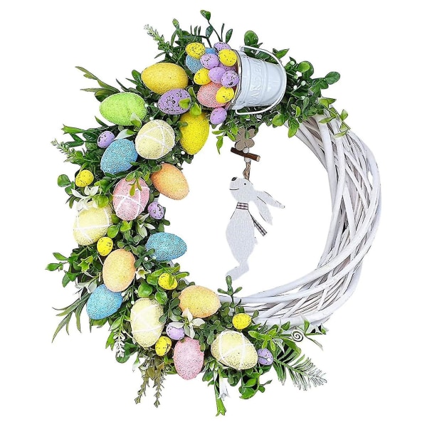 Easter Wreath Flat Printing Egg Garland Pendant With Hanging Rabbit Decoration Home Decor