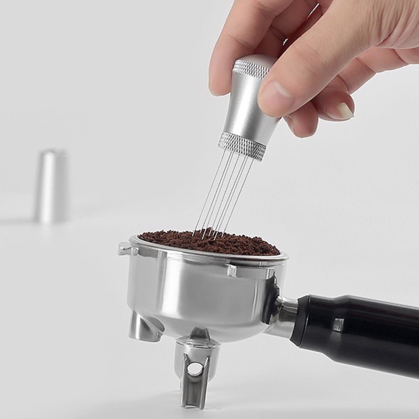 Espressodistributionsverktyg Espressoomrörare för Barista, 0,35 mm 7 nålar Espresso kafferörare (silverig)