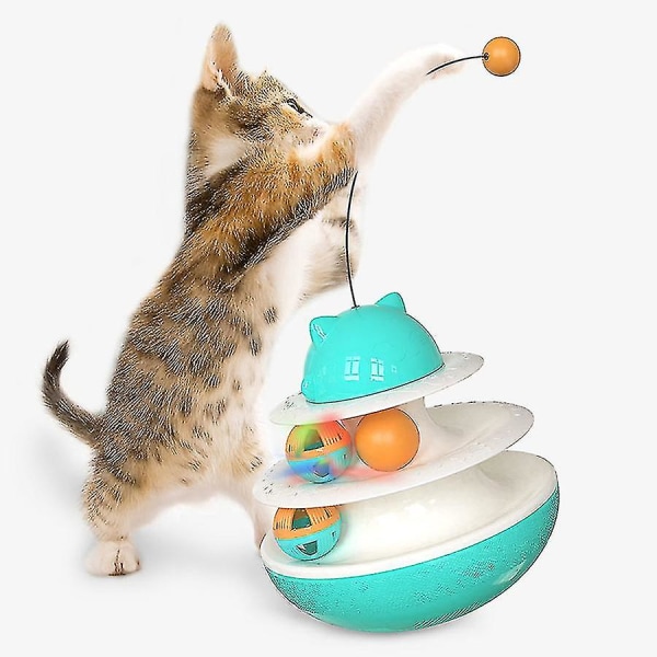 Tilbehør til kæledyr Nyt Kattepuslespil Klasselegetøj Kattepladespiller Siden Hi Interactive Play Plate Track Ball Kattelegetøj（Gul）