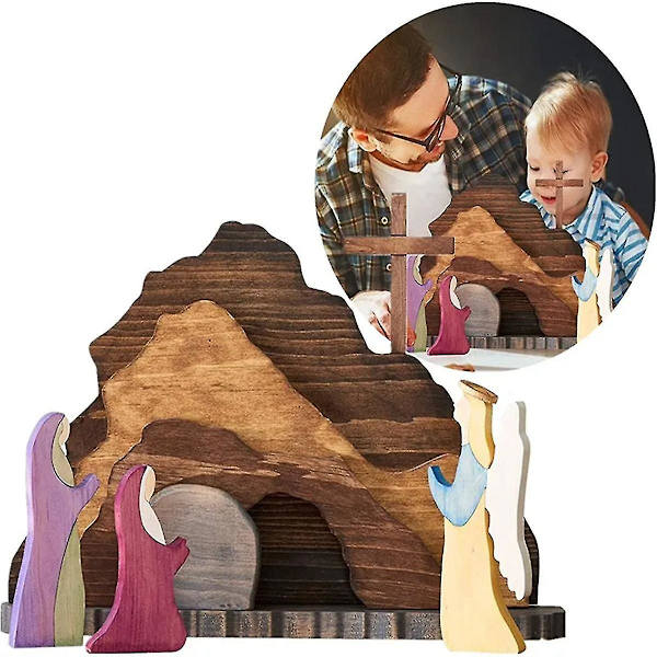 2 st Påskscen Trädekorationer Uppståndelsescen Ornament Krubba Krubba Nativity Set Hantverk Uppståndelse