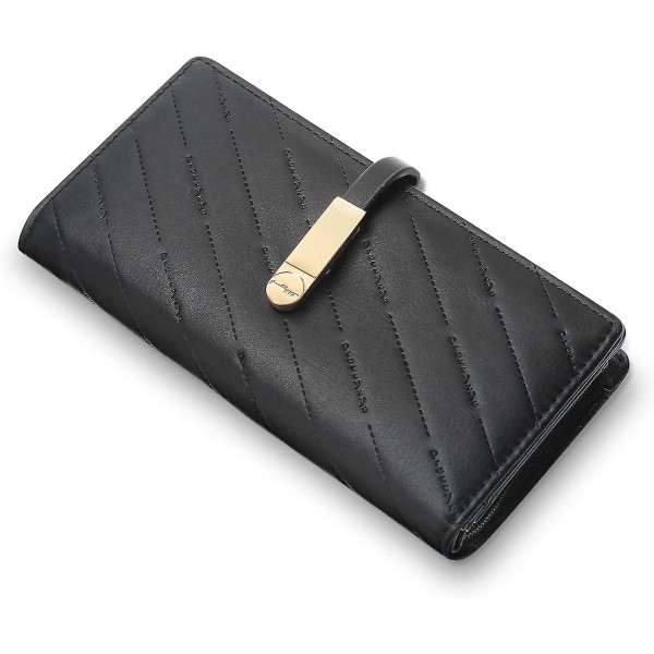 Naisten ohut lompakko Bifold luottokorttipidike vetoketjulla tasku Pu-nahkainen lompakot naisille, joissa neppari (musta)