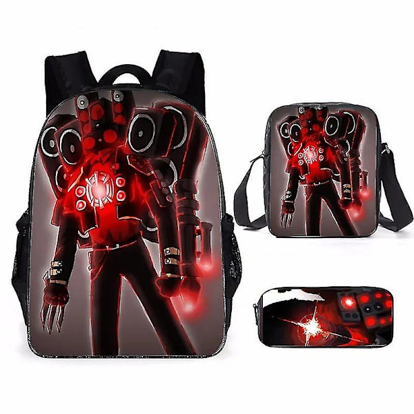 3pcs Set Skibidi Toalett Mochila Titan Högtalare Man Barn Ryggsäck Pojke Anime Resväska Förvaring Väska Bokväskor Cosplay Väska -ZHENV（1）
