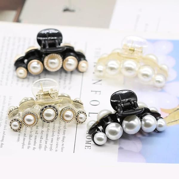 4 stk elegante kamelia perle hårklør akryl rhinestone blomst klips kvinner hår
