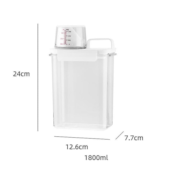 1-2l Opbevaringsboks til vaskepulver Plastspand med låg Hjemmeorganisator Kornbeholder til badeværelse med vaskepulverbeholder（S）