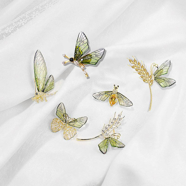 6 kpl Kristalli Rhinestone Siiriäinen Rintaneula Korut Perhonen Siiriäinen Kristalli Brosseja Eläin Bee Badge Pin Vintage Zirkoni Kaulus Pins