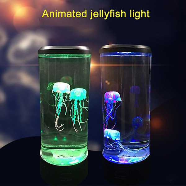 LED-simulerad manet lava lampa USB färgglad sovrum nattlampa atmosfärisk nattlampa födelsedagspresent rum prydnadsbelysning