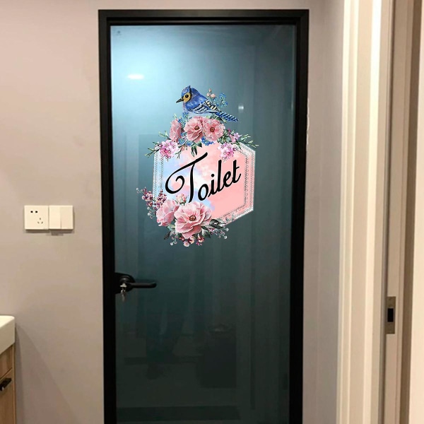 Kukka-aiheinen WC-oven tarra, irrotettava kuori ja liimaa seinätarra, tarra, 1 kpl