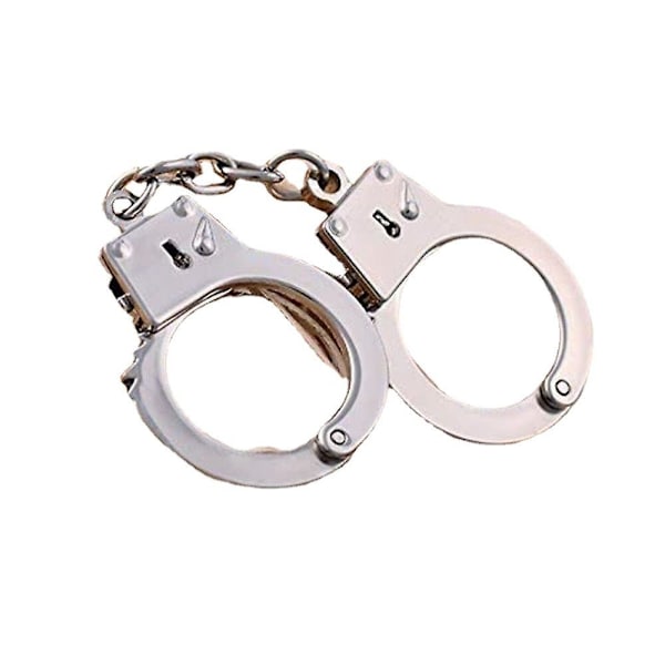 2 stk. Mini håndjern i metall nøkkelring, sølv