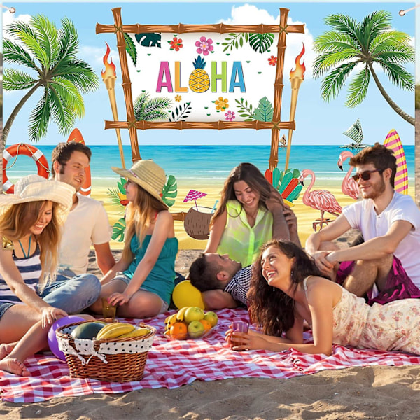 Aloha Hawaii Party Dekoration Bakgrund - Strandfest Banner Tropisk Party Dekoration Strandfest Tillbehör Sommarfest Dekoration Foto Bakgrund