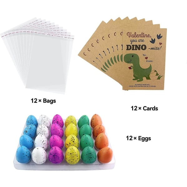 Valentinsdagsgaver til barn - 12/24 pakke dinosaur egg klekkekort (12 stk)
