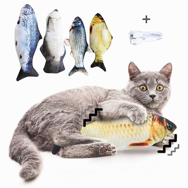 WABJTAM Uppgraderad för 2022, Rörlig kattkicker, Floppy fisk för små hundar Wiggle fisk Catnip leksaker, Motion Kitten leksak Plysch Interaktiv katt träningsleksak