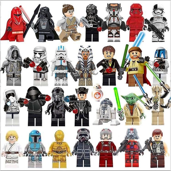 29 stk Ny Mini Star Wars-serien byggeklossfigur Luke Darth Vader Jedi Master Yoda The Mandalorian Toy