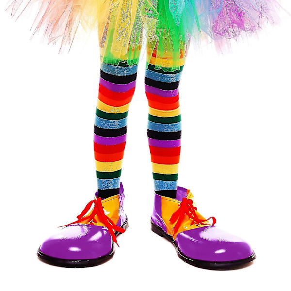 Färgglada Regnbågsrandiga Strumpor Över Knäet Clownsrandig Kostym Höga Strumpor för Halloween Cosplay