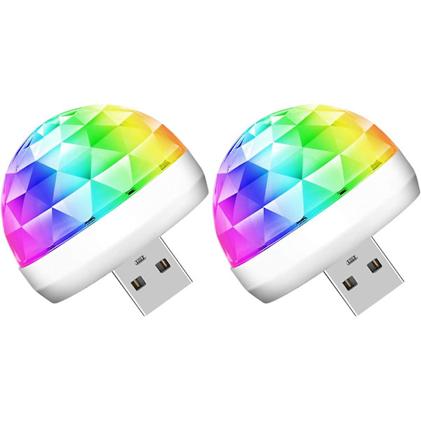 GHYT USB Mini Disco Ball Party Lights, Lydaktiverte DJ Stage Strobe Lights, Bærbare Led Bil Atmosfærelys for Jule Strømpe Stuffers, Fester